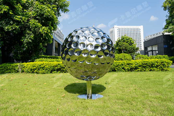 90cm Stainless Steel Golf Ball Sculpture | Mirror Polished Modern Metal Artwork for Interior & Outdoor Décor - Image 3
