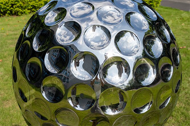 90cm Stainless Steel Golf Ball Sculpture | Mirror Polished Modern Metal Artwork for Interior & Outdoor Décor - Image 5