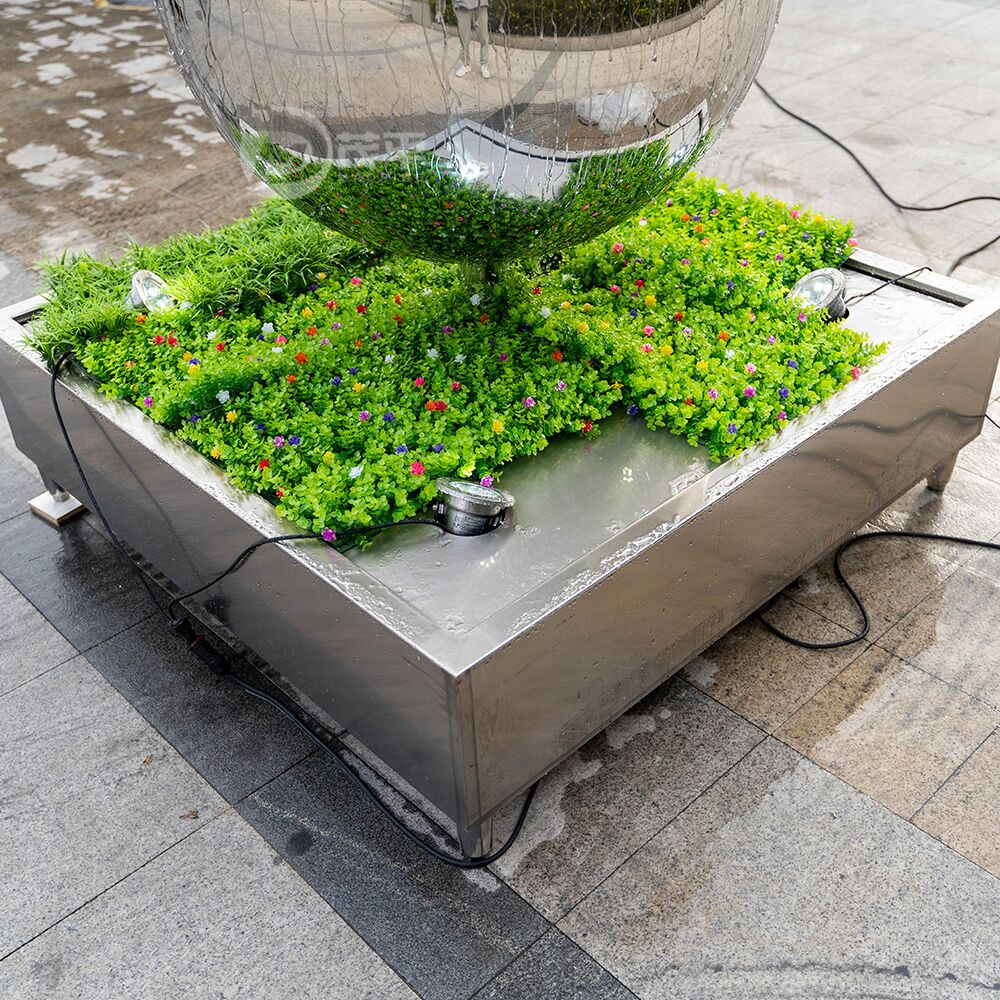 Stainless Steel Sphere Fountain Sculpture | Modern Pool Water Feature for Luxury Outdoor Decor - Image 5