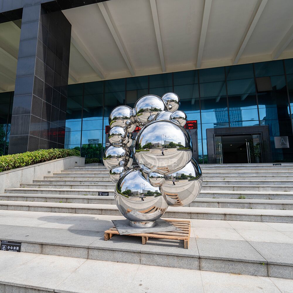 Custom Different Size Mirror Stainless Steel Stacked Balls Sculpture Garden Decoration Statue MP-B0003