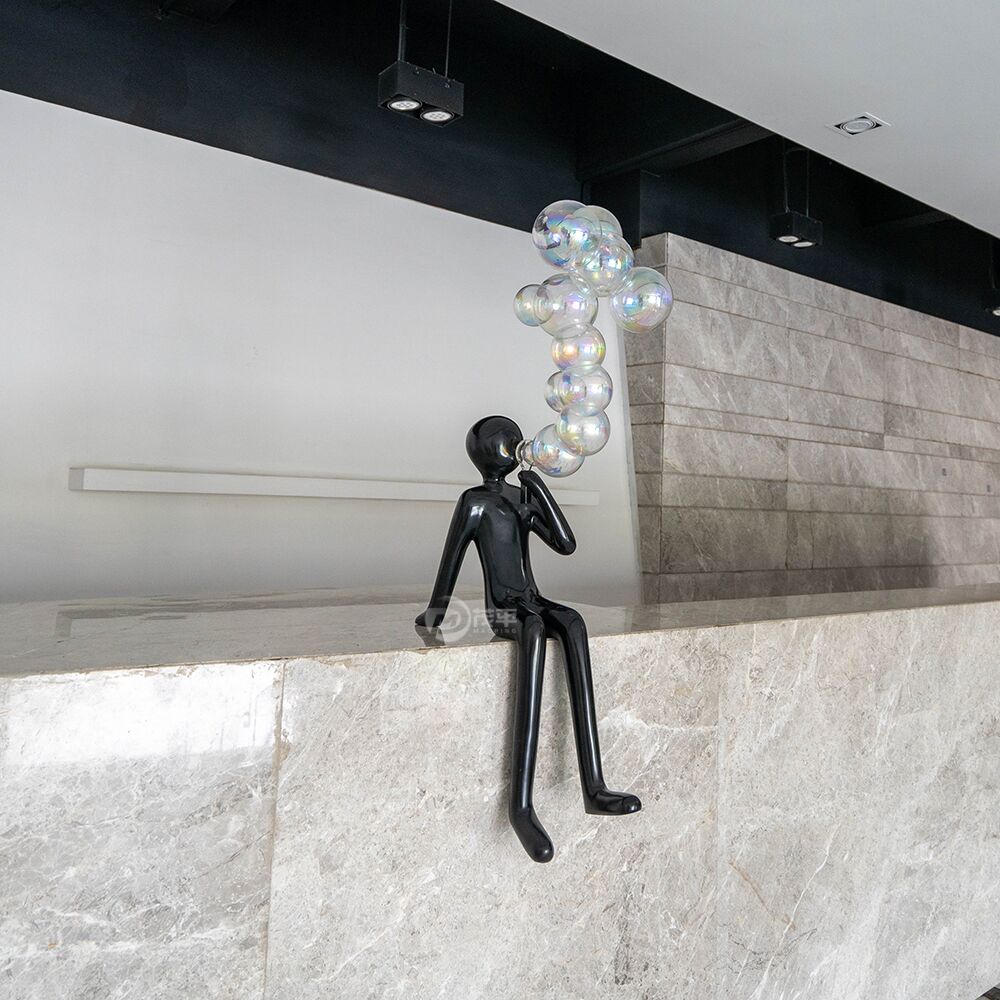 Modern Art China Fiberglass Crafts For Gifts Girl Blowing Bubble Sculpture Make Home Decor MP-H0002