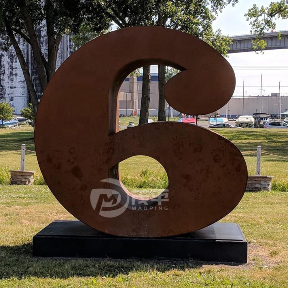 Creative large outdoor landscape sculpture corten steel number shape sculpture garden decoration MP-O0067 - Image 2