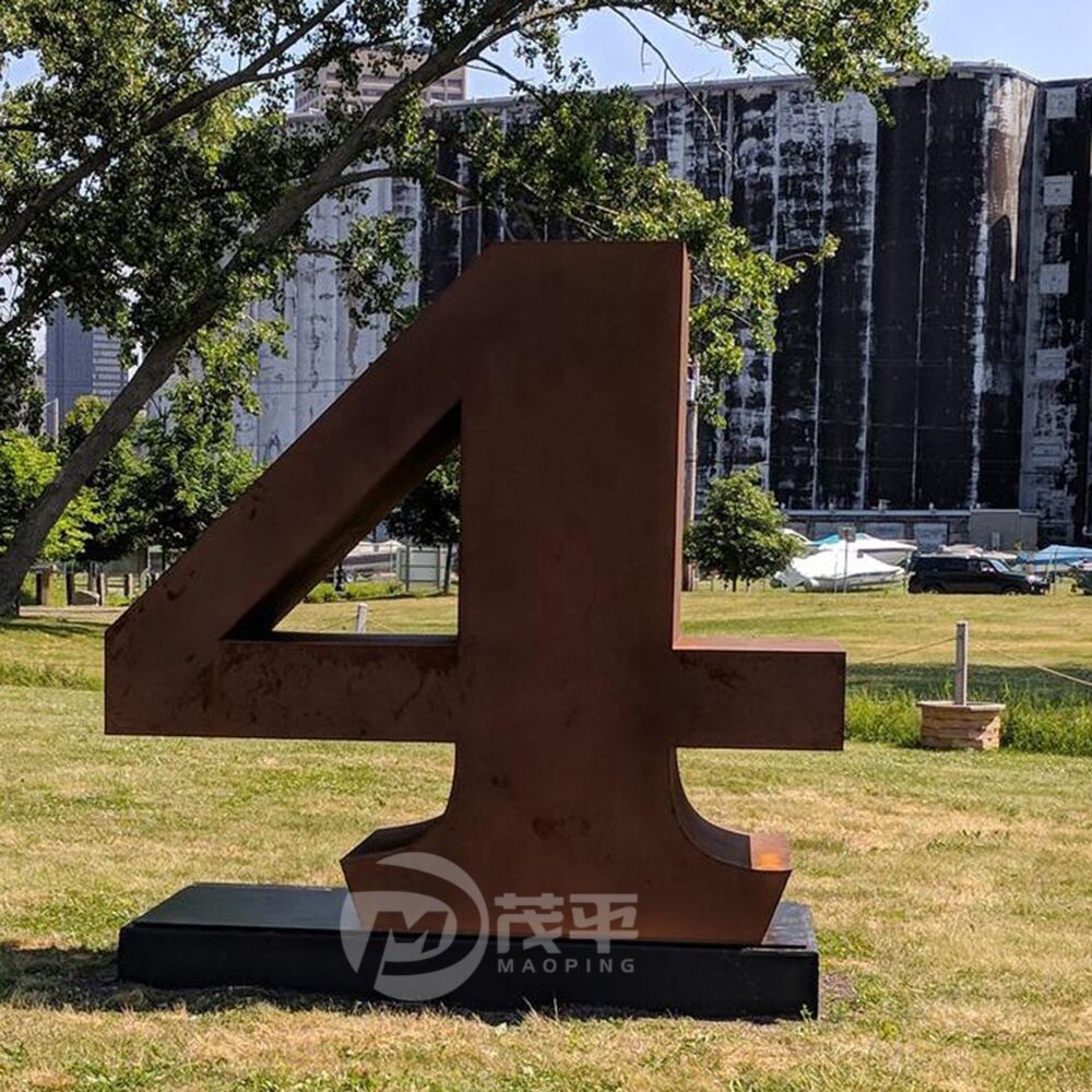 Creative large outdoor landscape sculpture corten steel number shape sculpture garden decoration MP-O0067 - Image 4