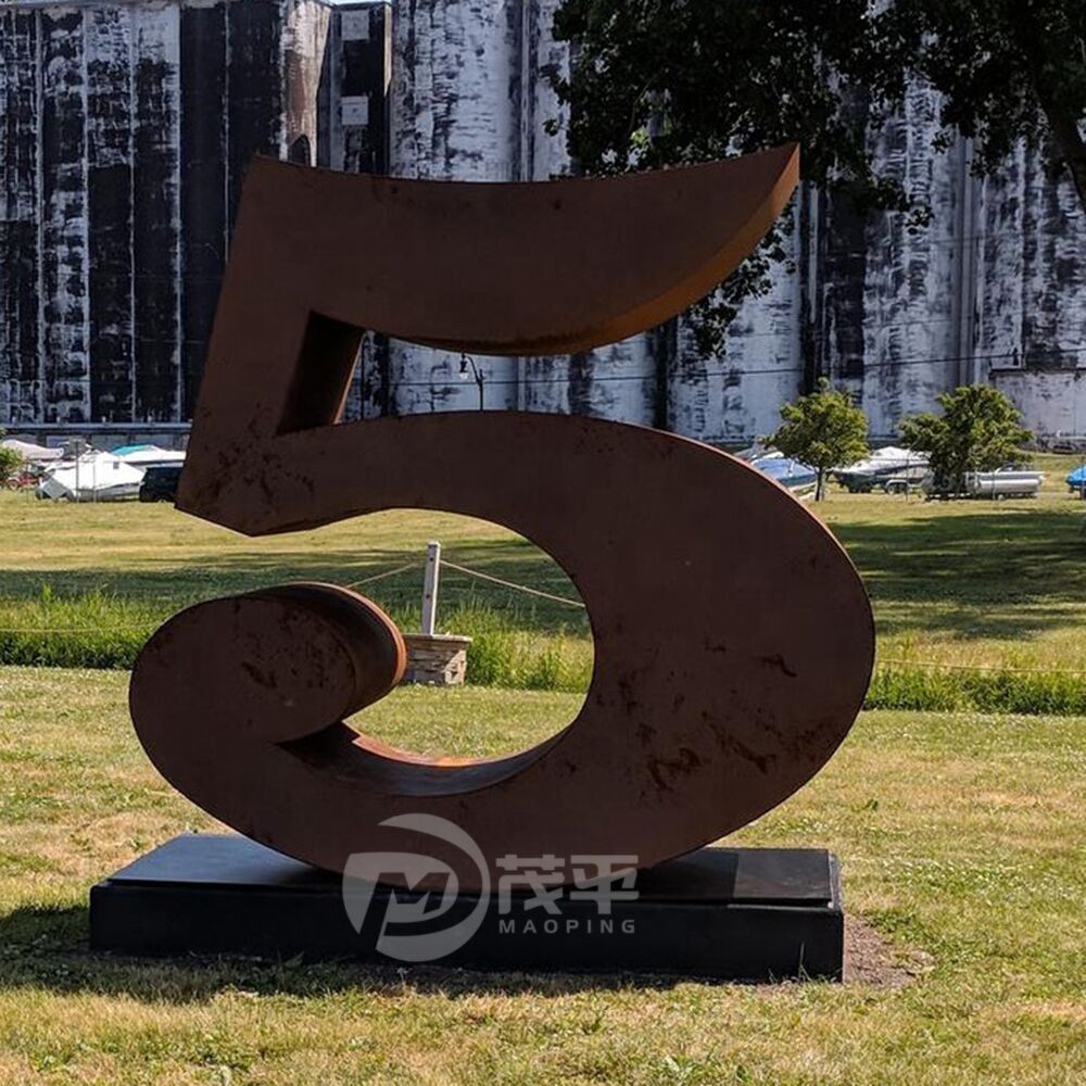 Creative large outdoor landscape sculpture corten steel number shape sculpture garden decoration MP-O0067 - Image 5