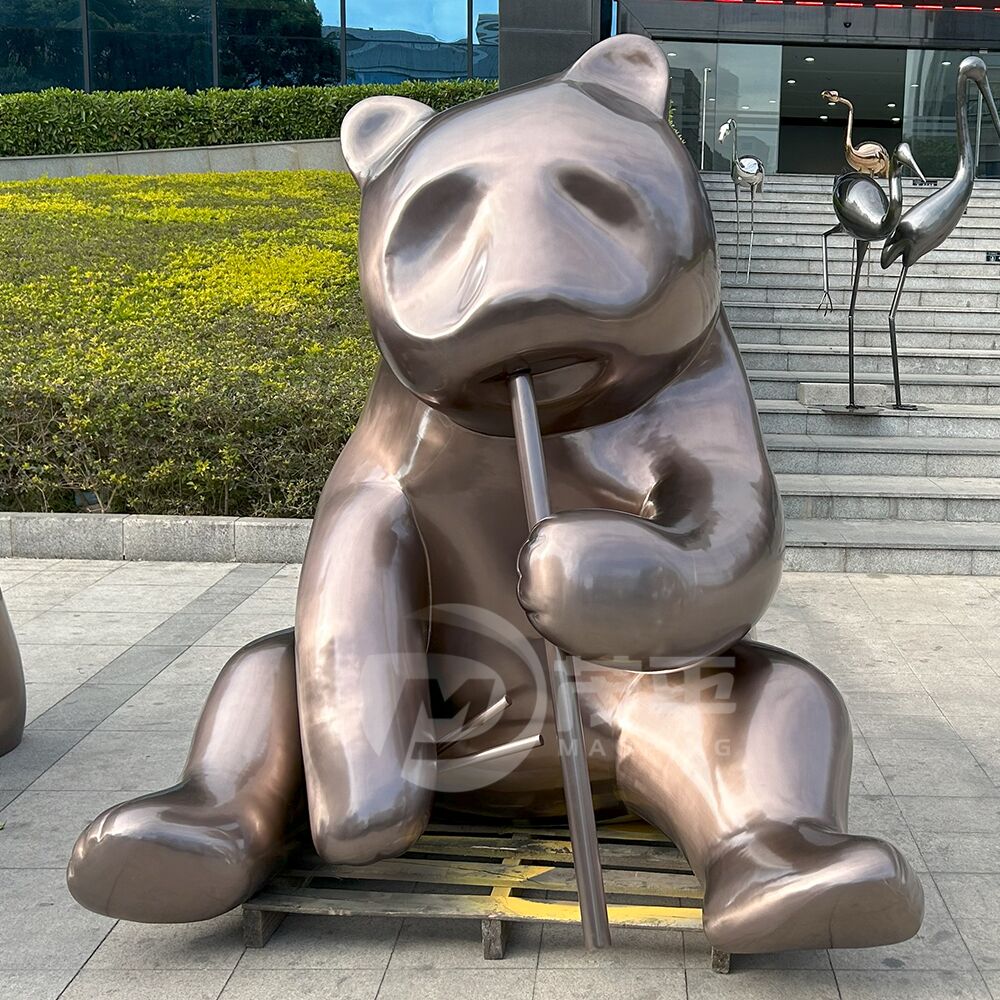 Outdoor theme park decoration large stainless steel panda sculpture MP-O0084 - Image 2