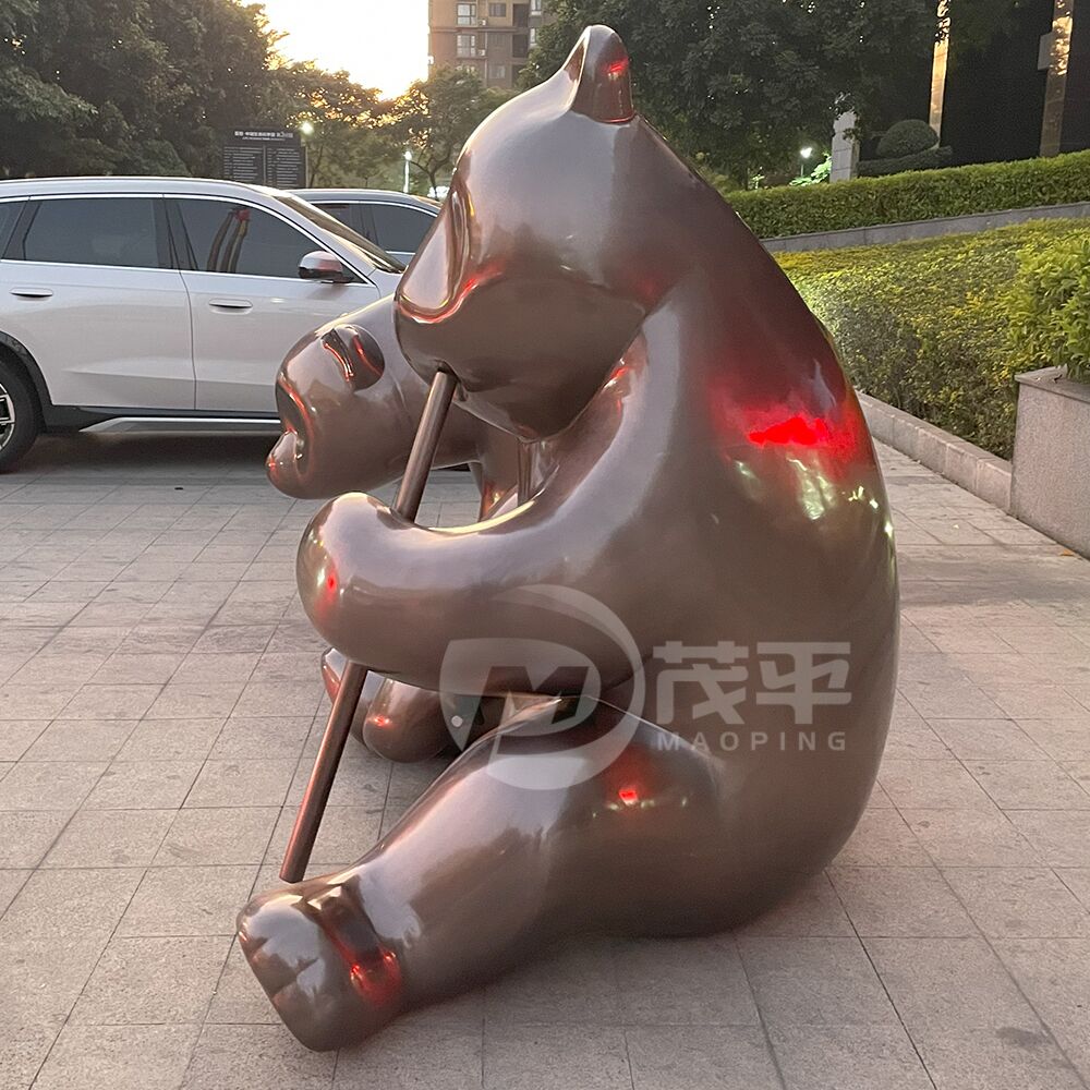 Outdoor theme park decoration large stainless steel panda sculpture MP-O0084 - Image 3