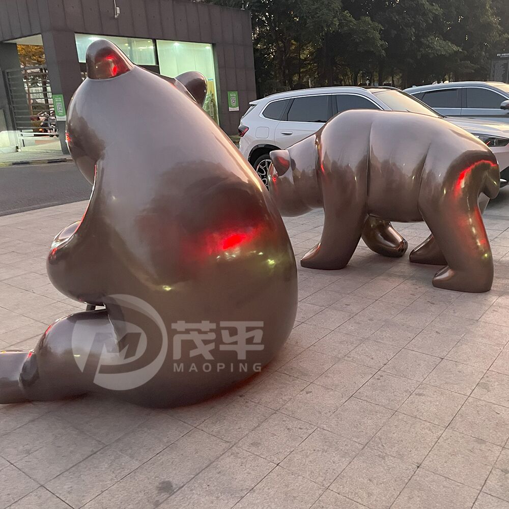Outdoor theme park decoration large stainless steel panda sculpture MP-O0084 - Image 4