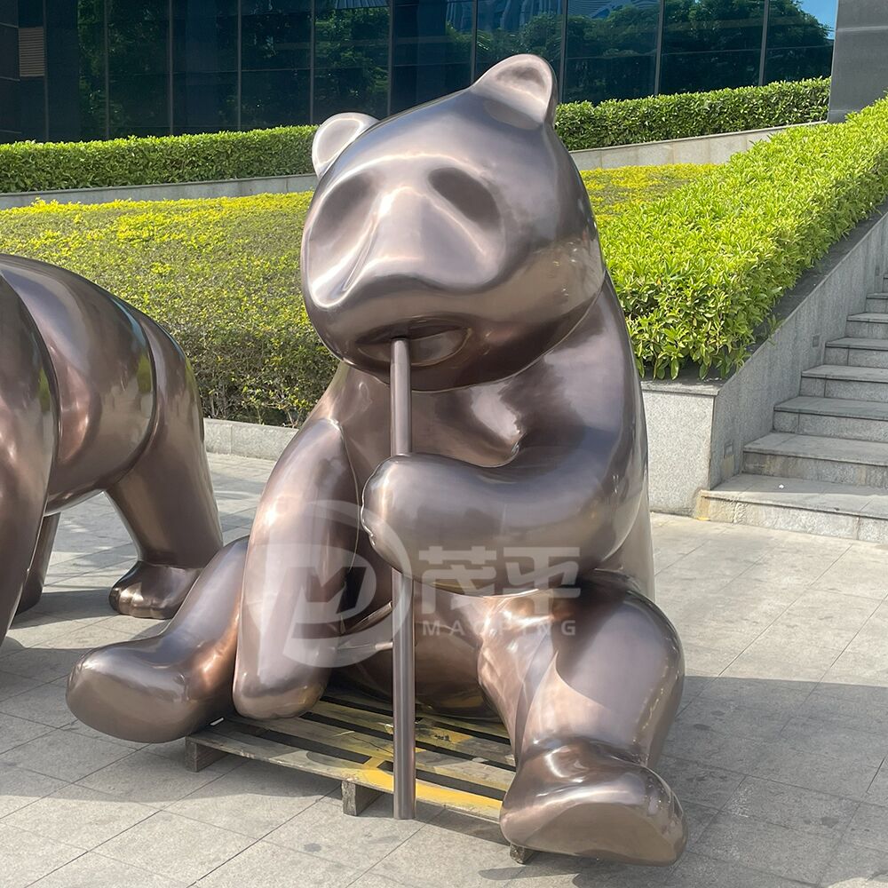 Outdoor theme park decoration large stainless steel panda sculpture MP-O0084 - Image 5