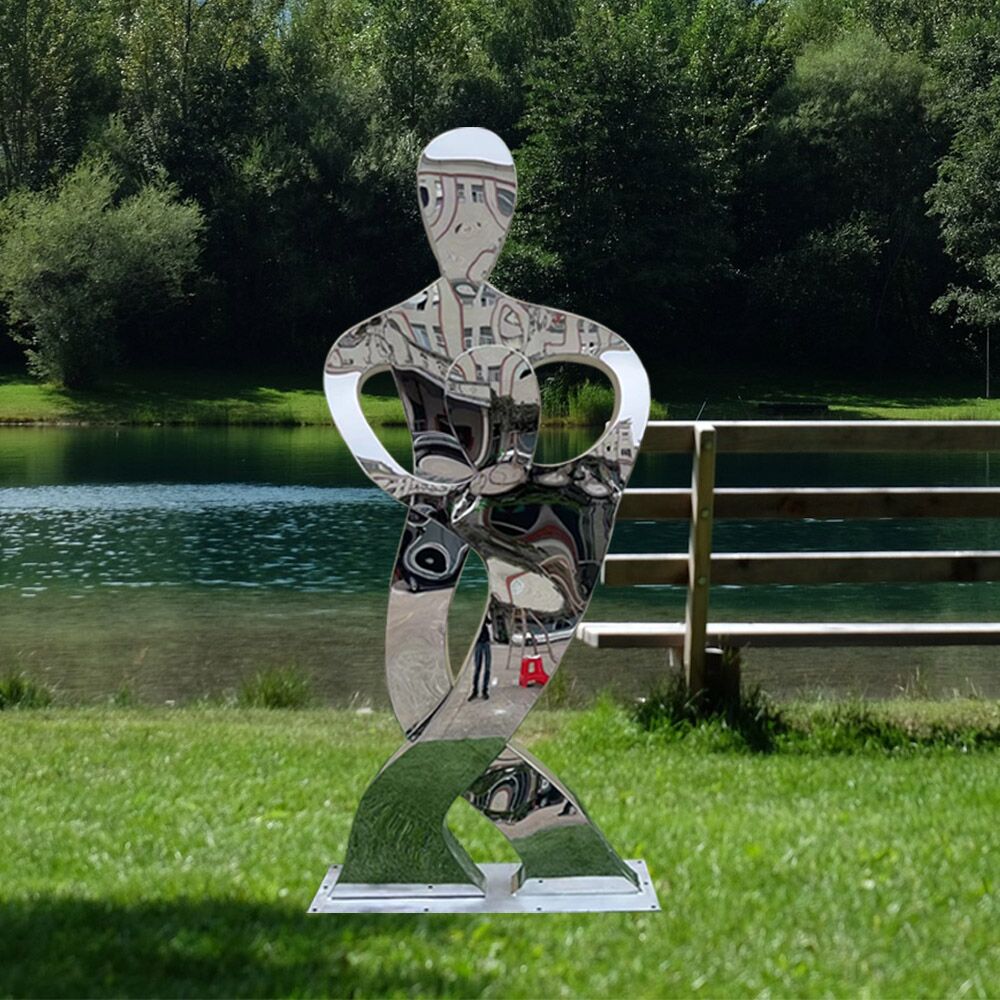 Dancing Couple Sculpture Stainless Steel Abstract Dancer Figure Art Statue Modern Outdoor Decor MP-O0093