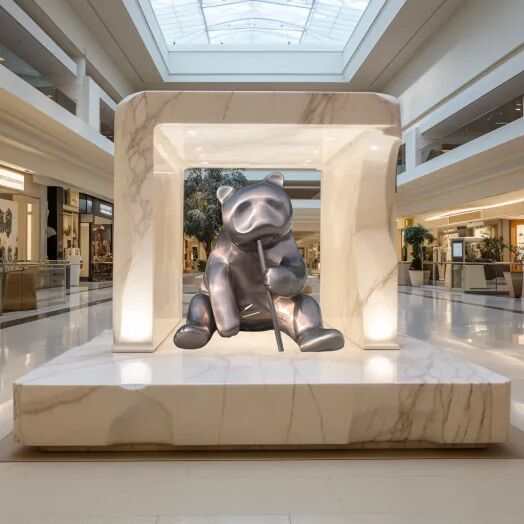 Outdoor theme park decoration large stainless steel panda sculpture MP-O0084