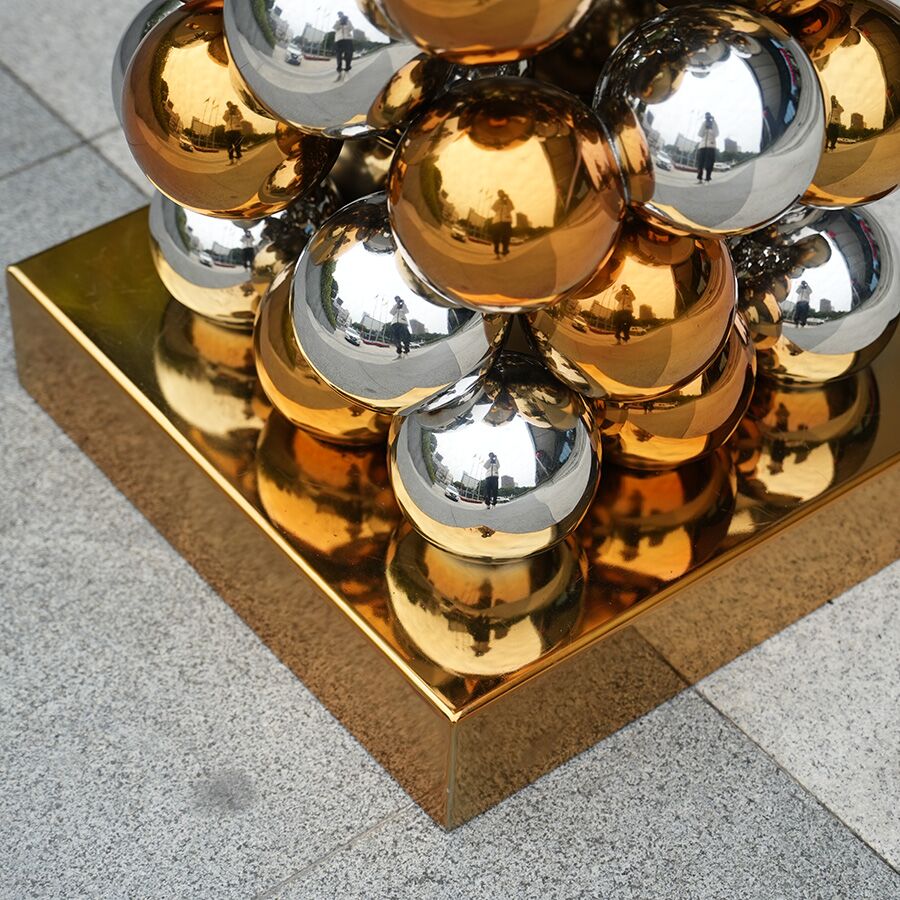 Stainless Steel Mirror Ball Cluster Sculpture for Luxury Interior Decoration - Image 5