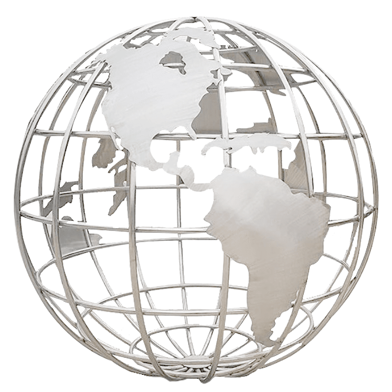Creative hollow stainless steel sphere with world map large sculpture MP-B0012