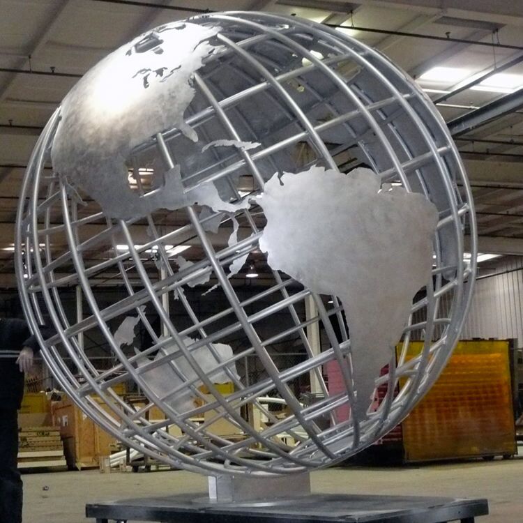 Creative hollow stainless steel sphere with world map large sculpture MP-B0012 - Image 2