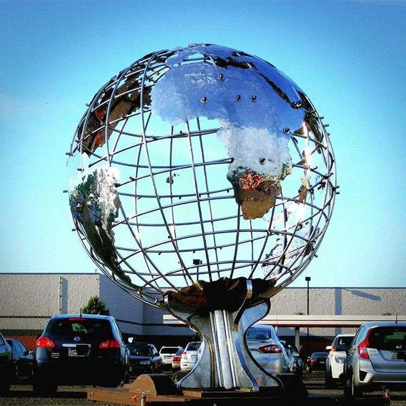Creative hollow stainless steel sphere with world map large sculpture MP-B0012 - Image 4