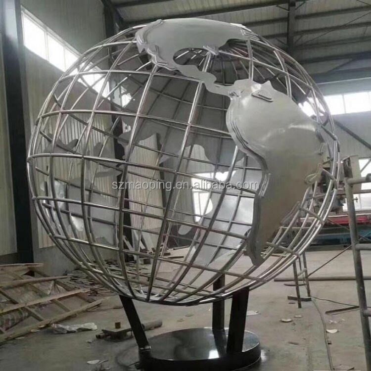 Creative hollow stainless steel sphere with world map large sculpture MP-B0012 - Image 5