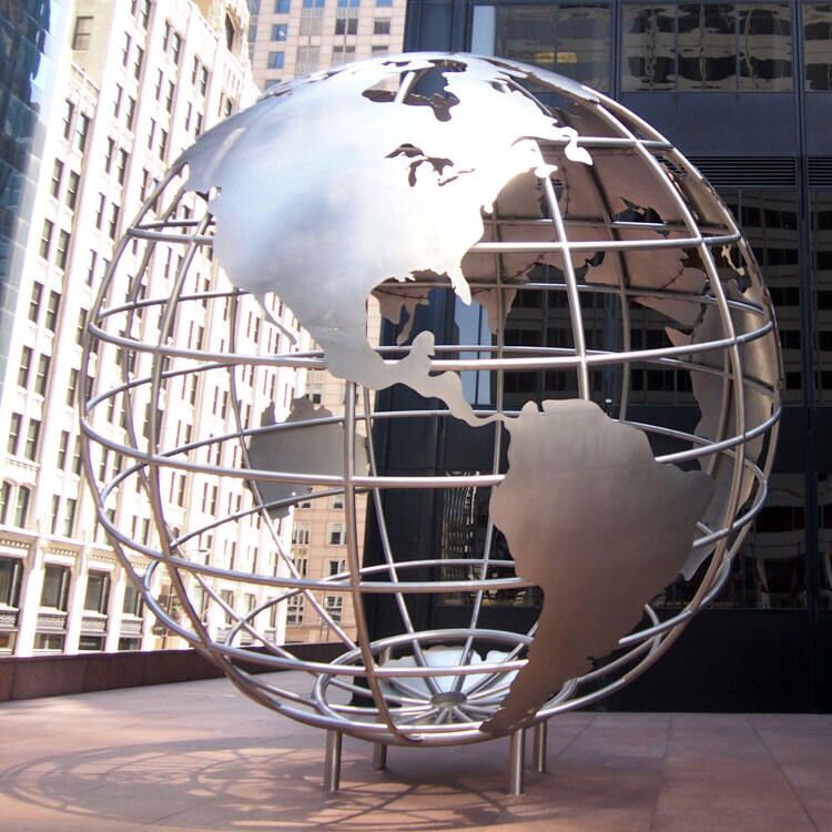 Creative hollow stainless steel sphere with world map large sculpture MP-B0012 - Image 6