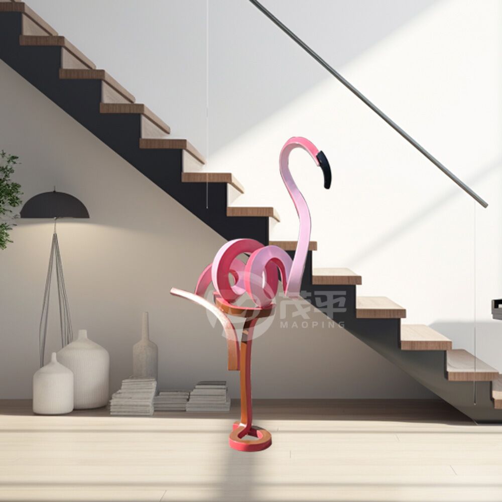 Creative patined stainless steel twisted flamingo for yard decoration - Image 3