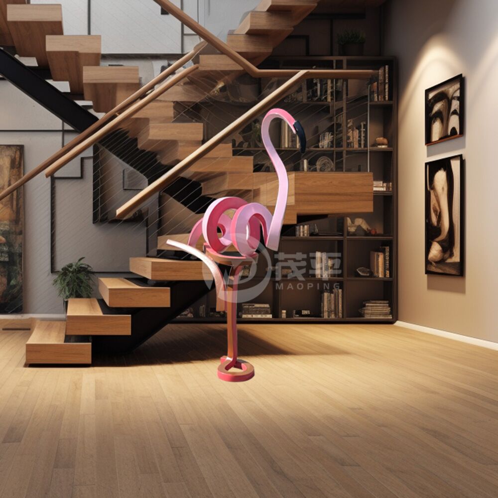 Creative patined stainless steel twisted flamingo for yard decoration - Image 2