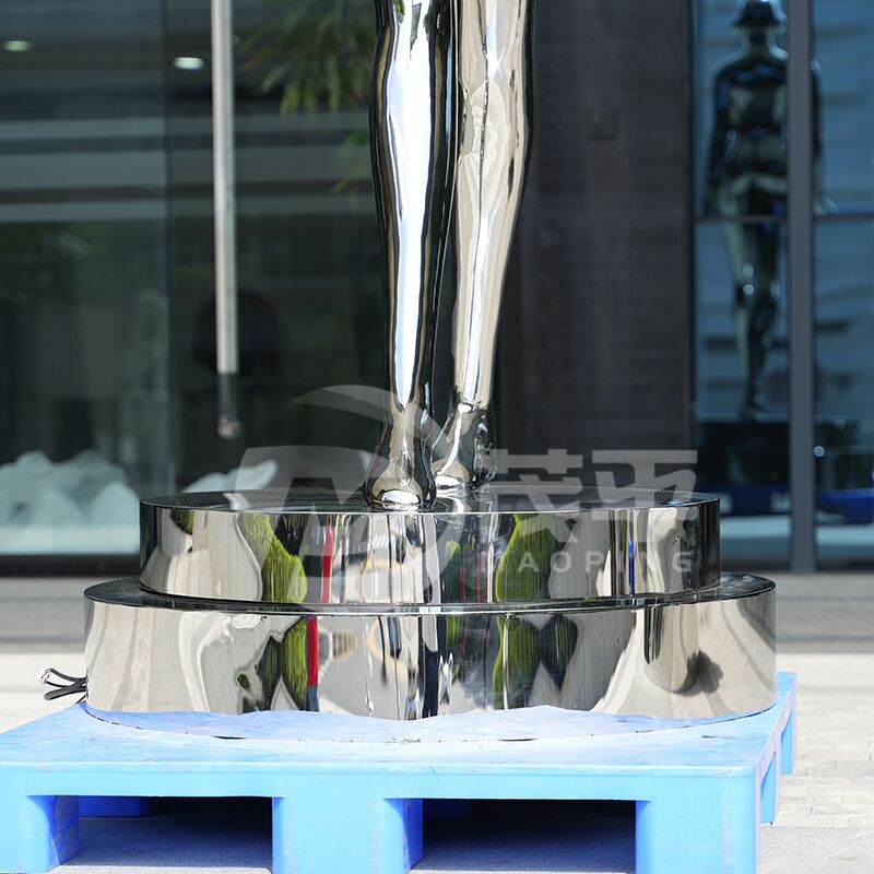 Large Rotate Robot Girl Sculpture Led Light Stainless Steel Figure Sculpture - Image 5