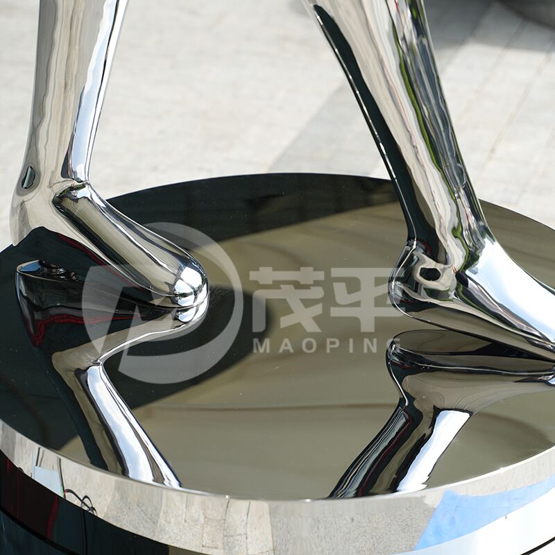 Large Rotate Robot Girl Sculpture Led Light Stainless Steel Figure Sculpture - Image 2