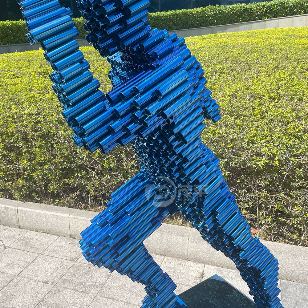 Creative contemporary art bule running man sculpture - Image 3