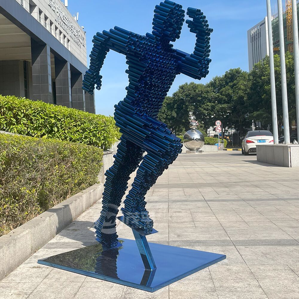 Creative contemporary art bule running man sculpture - Image 5