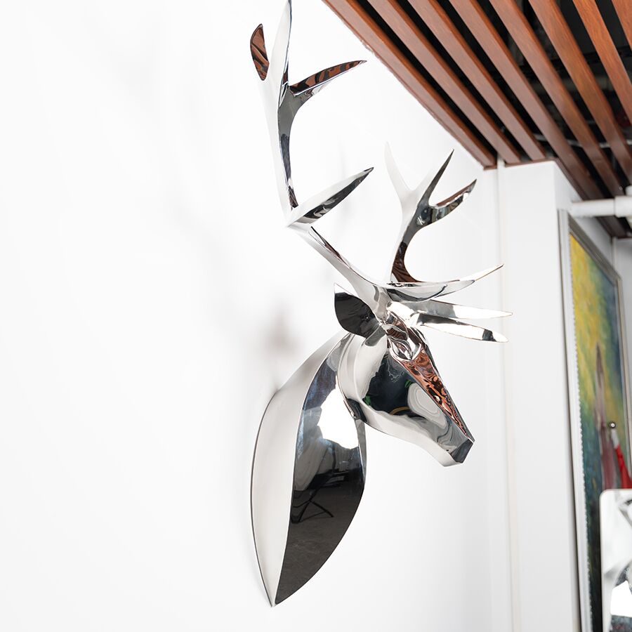 Metal art stainless steel stag head sculpture for wall decor - Image 3