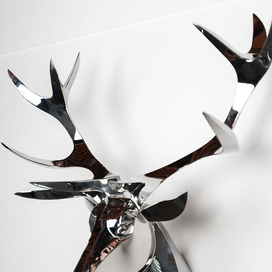 Metal art stainless steel stag head sculpture for wall decor - Image 4
