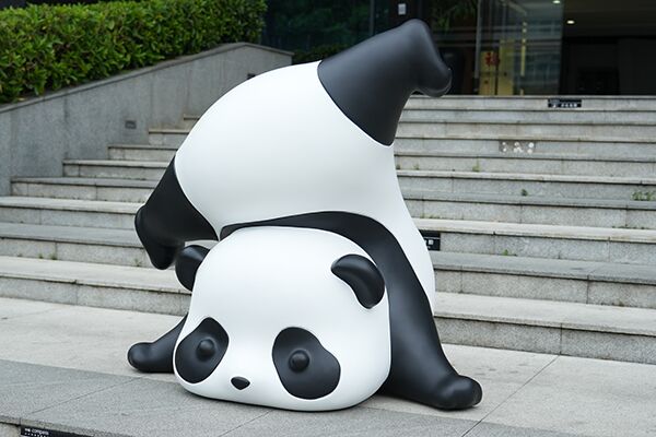 Adorable Fiberglass Panda Sculptures Indoor Decorative Art Installation - Image 2