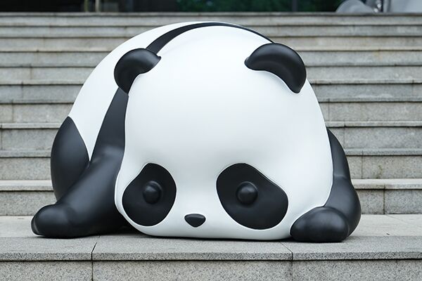 Adorable Fiberglass Panda Sculptures Indoor Decorative Art Installation - Image 3
