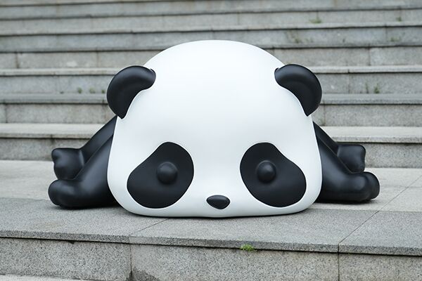 Adorable Fiberglass Panda Sculptures Indoor Decorative Art Installation - Image 5