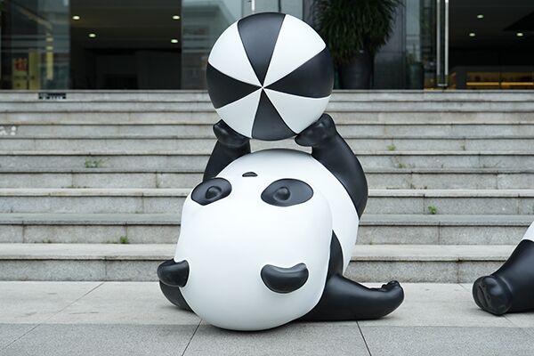 Adorable Fiberglass Panda Sculptures Indoor Decorative Art Installation - Image 6