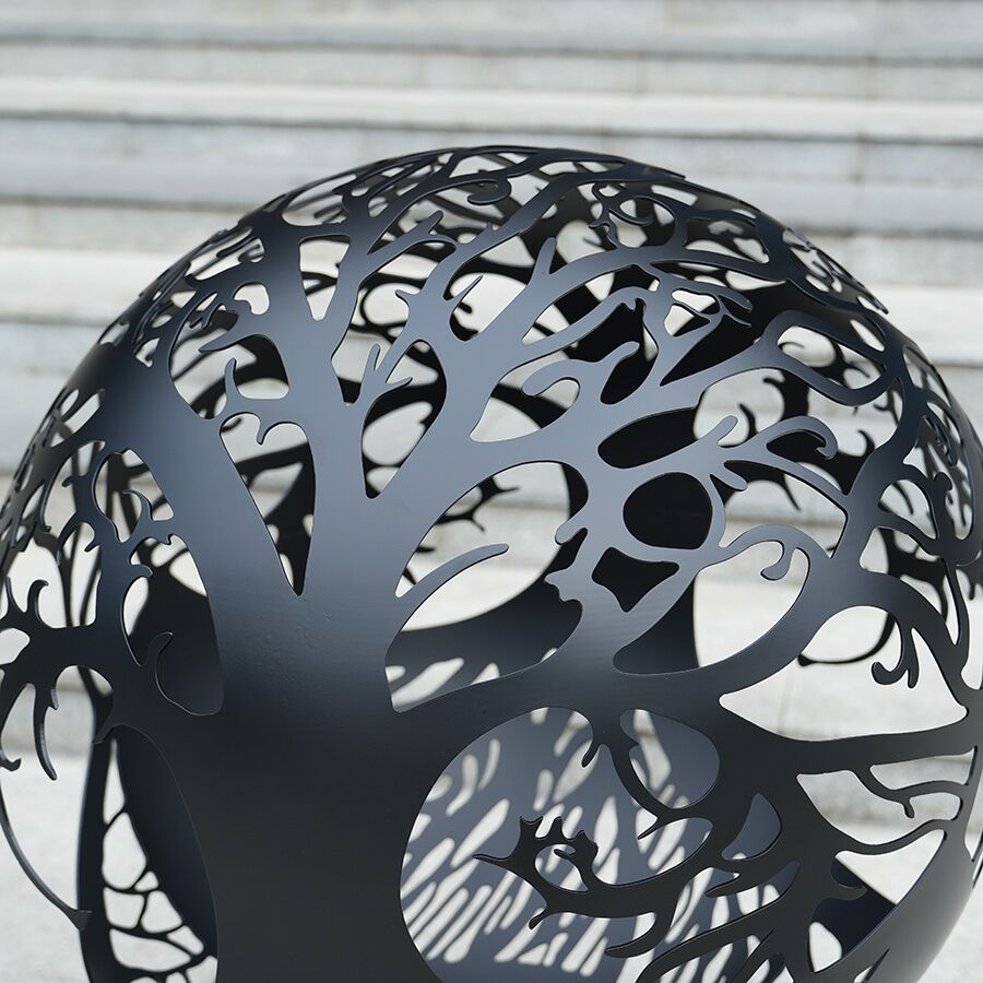 Stainless Steel Hollow Sphere Garden Sculpture with Tree Design for Yard and Landscape Decor - Image 4