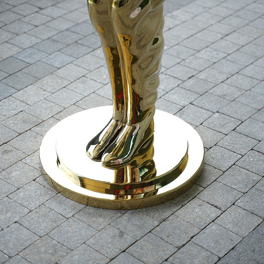 Golden Stainless Steel Angel Sculpture | Luxury Hotel Lobby Centerpiece Art - Image 5