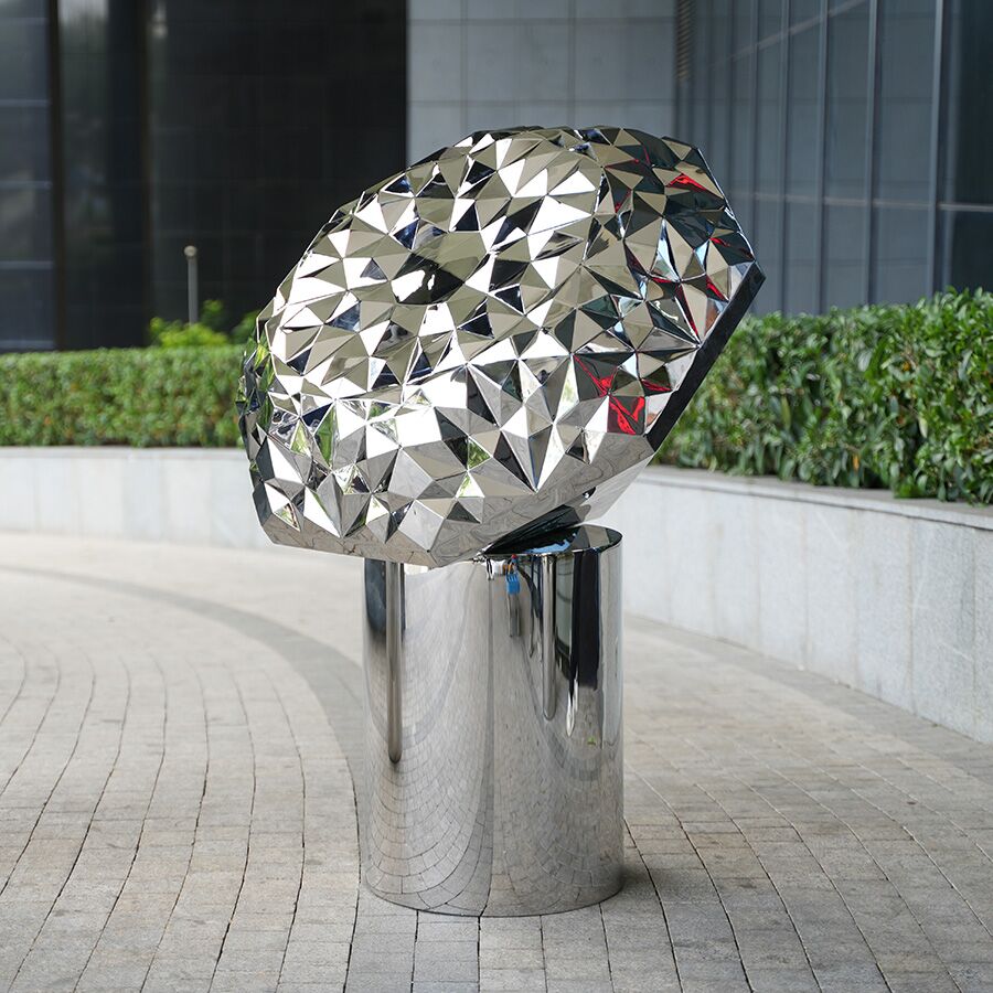 Stainless Steel Diamond Sculpture for Interior Decor | Modern Geometric Art Installation - Image 2