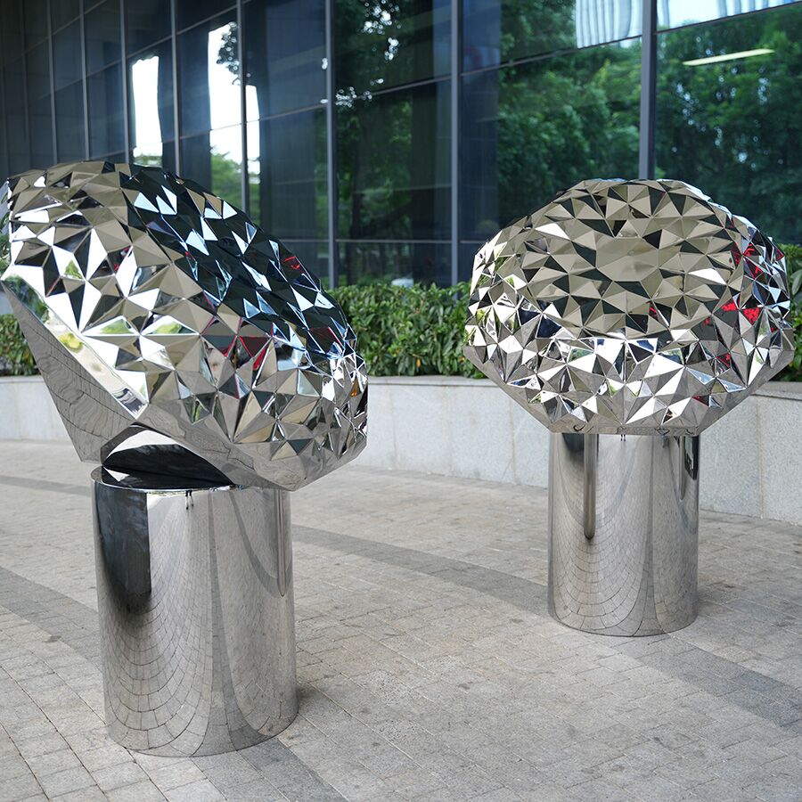 Stainless Steel Diamond Sculpture for Interior Decor | Modern Geometric Art Installation - Image 4