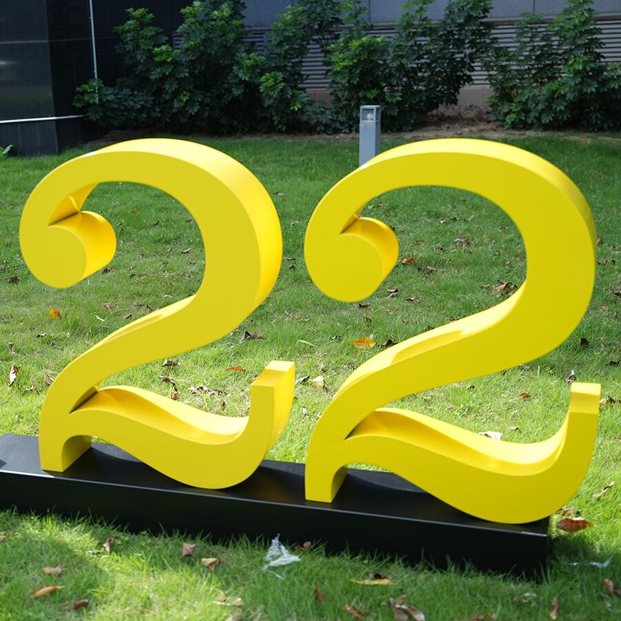 Golden Stainless Steel Number Sculpture | Custom Large Number Art for Mall & Event Decoration - Image 3