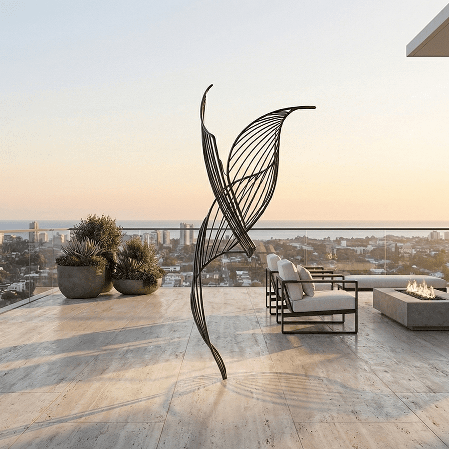 Abstract Stainless Steel Ribbon Sculpture for Interior Decor | Modern Metal Art Installation - Image 5