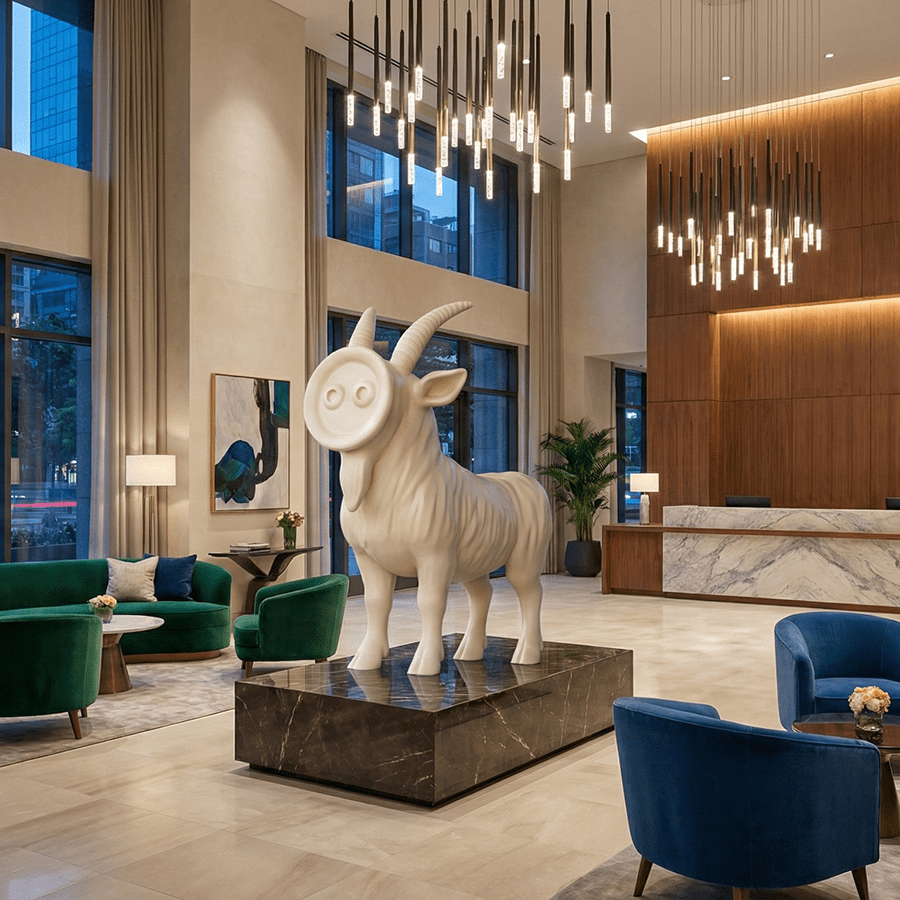 Fiberglass Goat Sculpture for Interior Decor1
