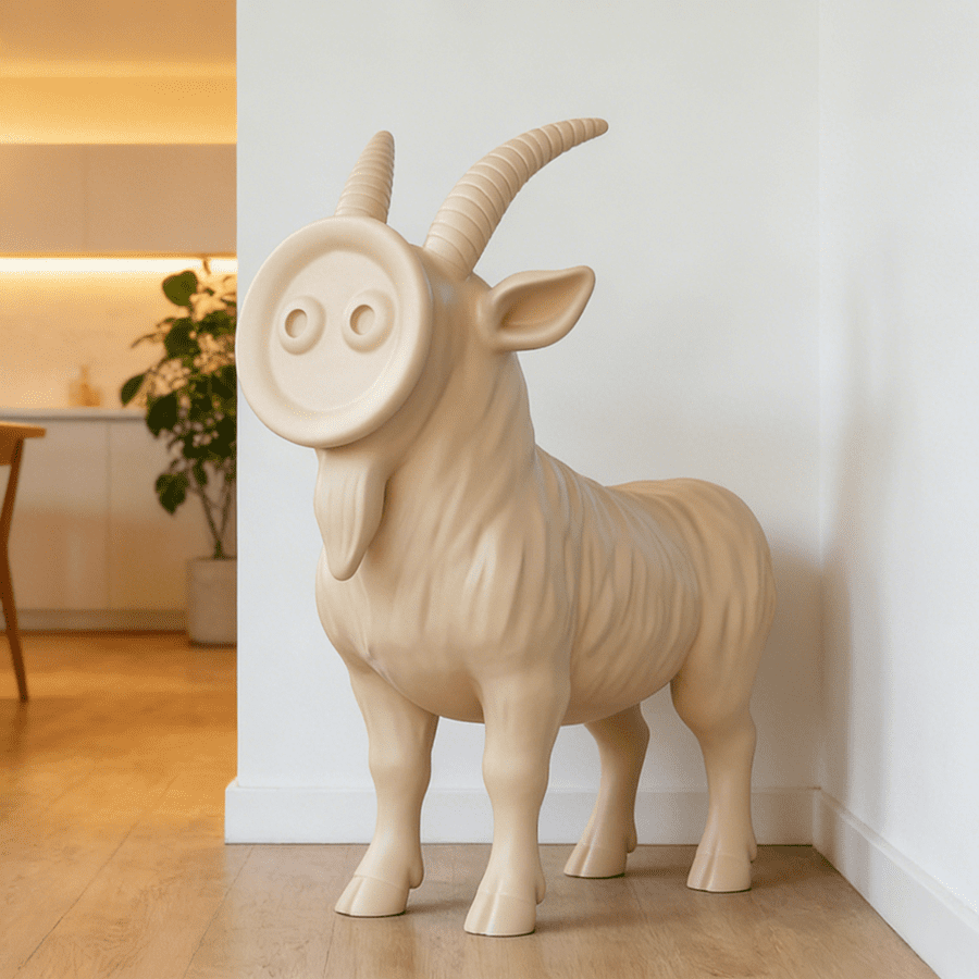 Modern Fiberglass Animal Sculpture for Interior Decor – Contemporary Goat Art Statue - Image 6
