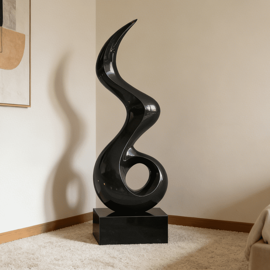Modern Abstract Stainless Steel Sculpture for Interior Decor – Black Polished Art Sculpture