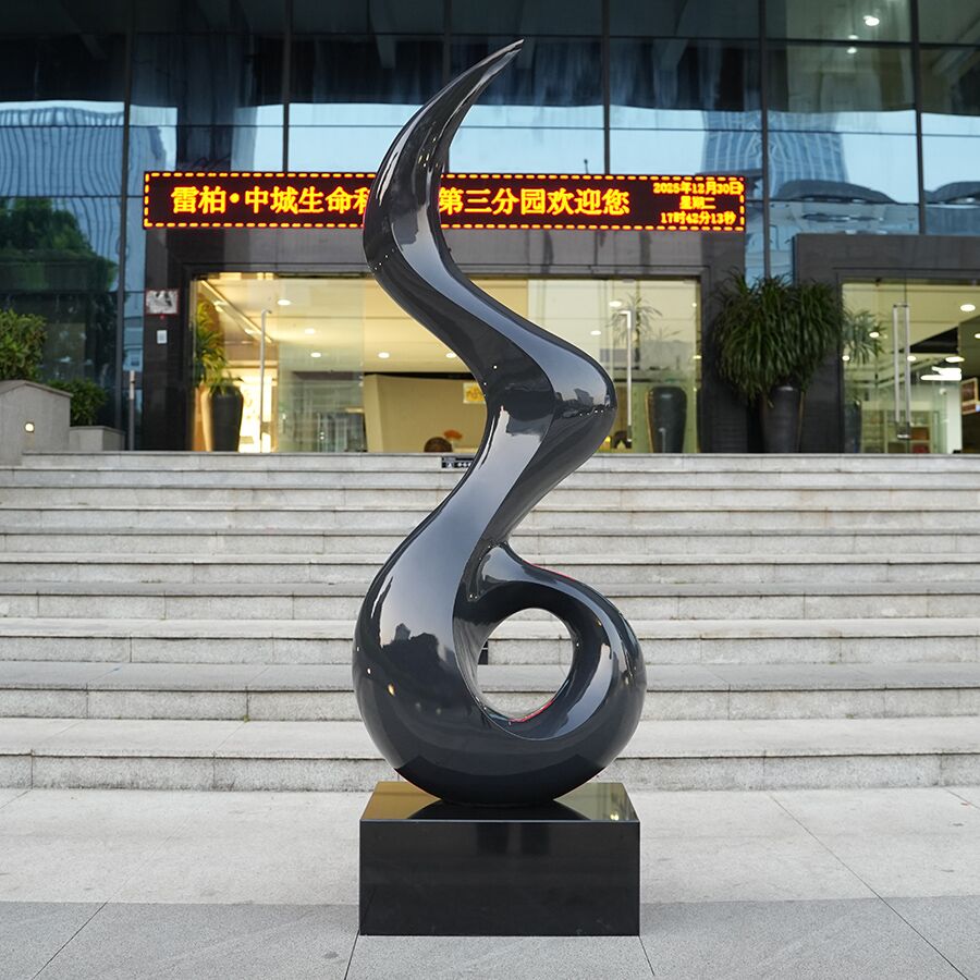Modern Abstract Stainless Steel Sculpture for Interior Decor – Black Polished Art Sculpture - Image 3
