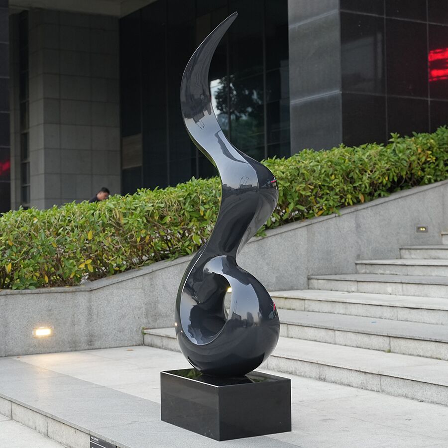Modern Abstract Stainless Steel Sculpture for Interior Decor – Black Polished Art Sculpture - Image 4