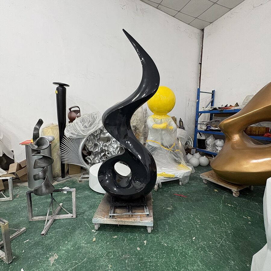 Modern Abstract Stainless Steel Sculpture for Interior Decor – Black Polished Art Sculpture - Image 2