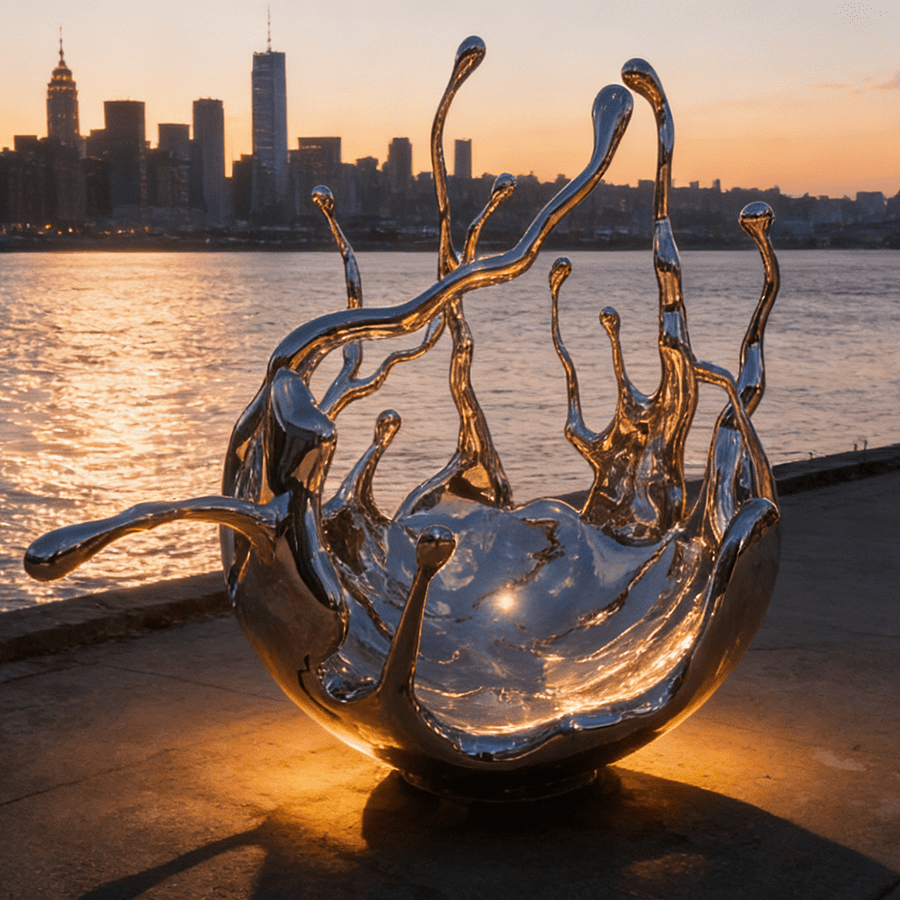 Large Abstract Stainless Steel Sculpture for Outdoor Plaza & Fountain Installation - Image 2
