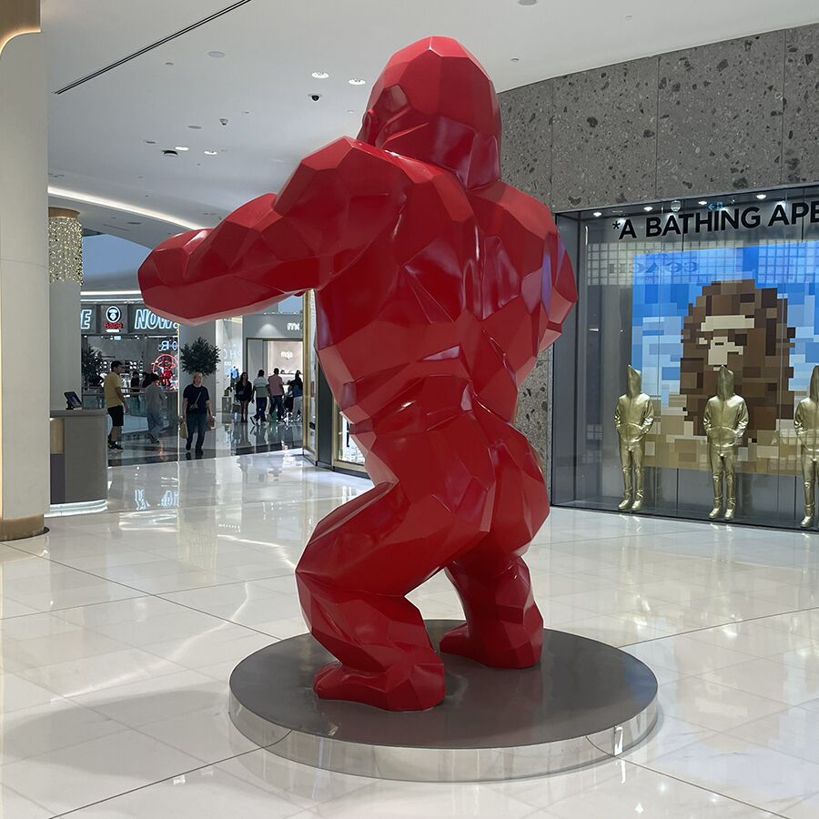 Large Red Gorilla Fiberglass Sculpture 3