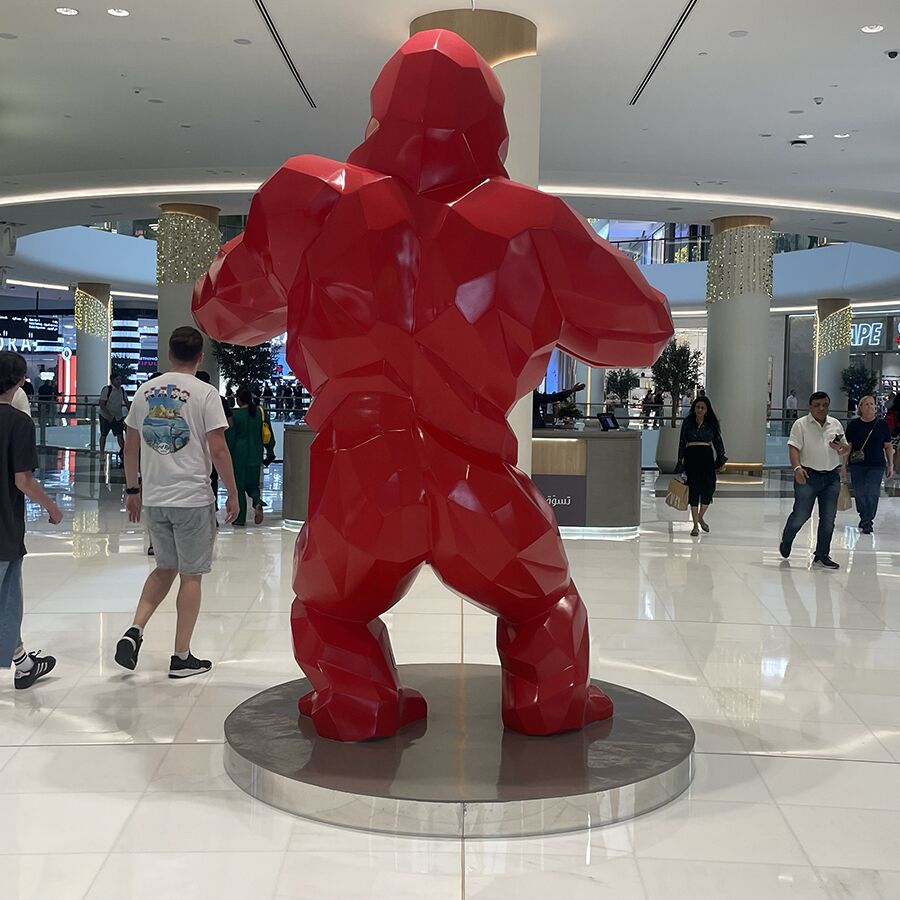 Large Red Gorilla Fiberglass Sculpture 4